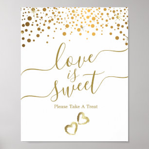 Love is Sweet with Gold Confetti Dots Poster