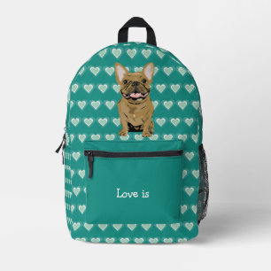 Love is- Tan French Bulldog Printed Backpack