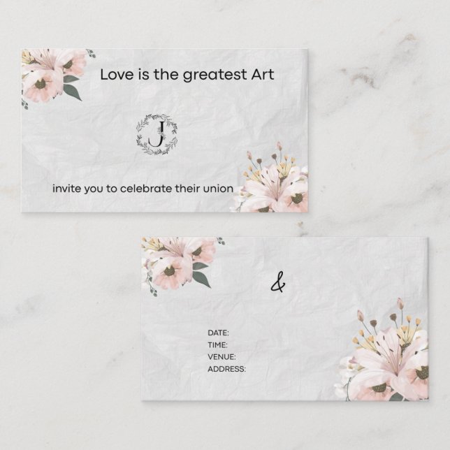Love is the Grestest Art - Wedding Invitation (Front/Back)