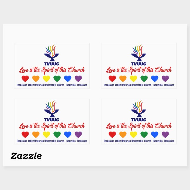 Love is the Spirit - Rainbow Hearts Rectangular Sticker (Sheet)