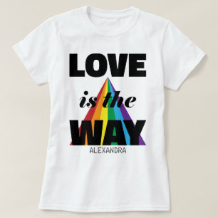 Love Is The Way Black Rainbow Personalised Name T-Shirt