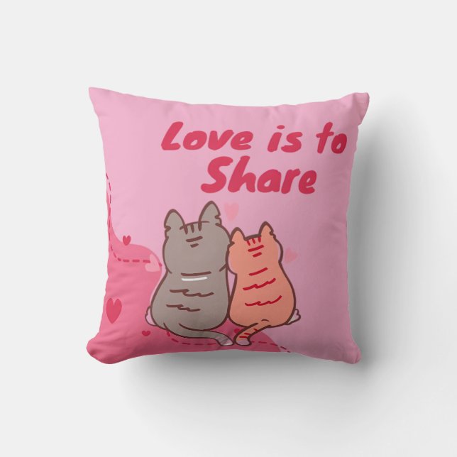  Love Is to Share Cute Cats  Cushion (Front)