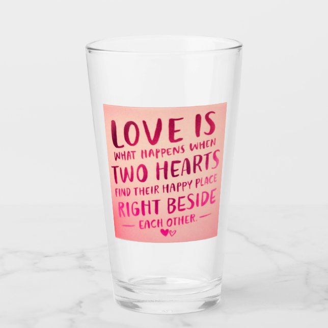 Love is two hearts, pink glass (Front)