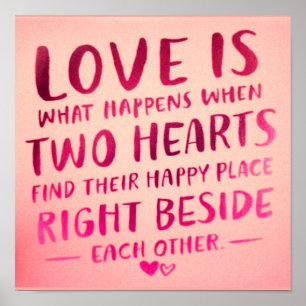 Love is two hearts, pink poster
