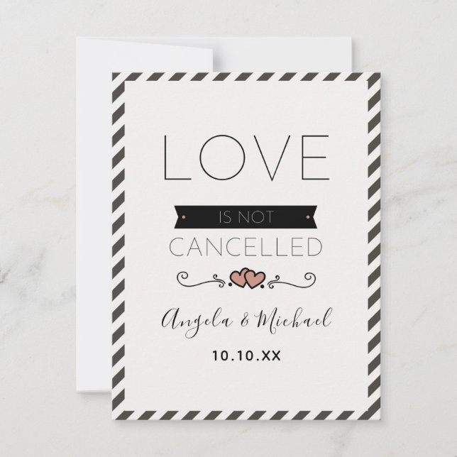 Love Isn't Cancelled Romantic Pastel Minimal White Holiday Card (Front)
