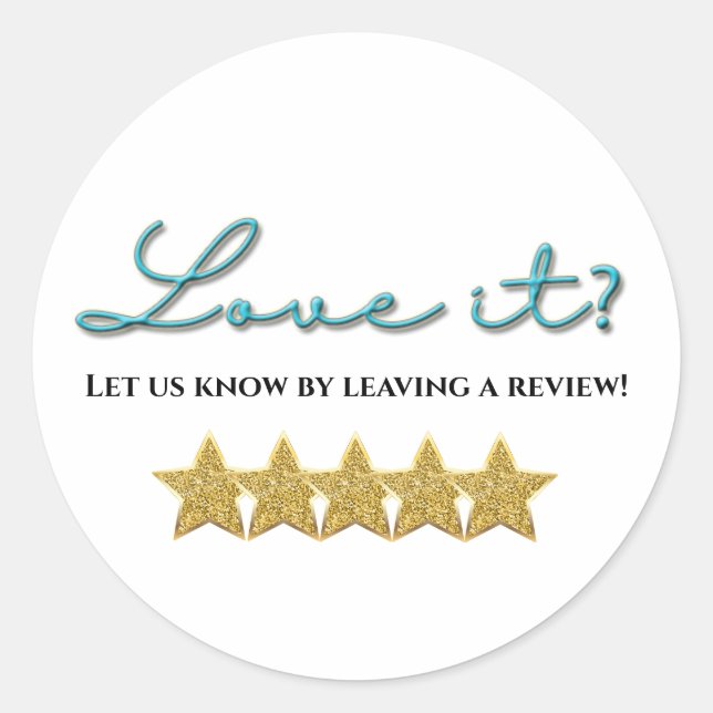 Love it five stars review sticker (Front)