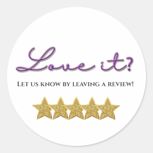 Love it five stars review sticker (Front)