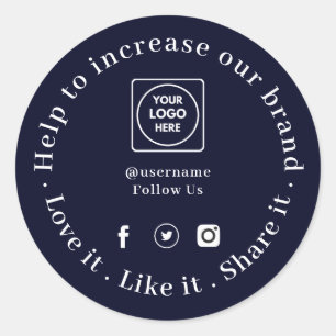Love It Snap It Share It   Navy Blue Logo Classic Round Sticker