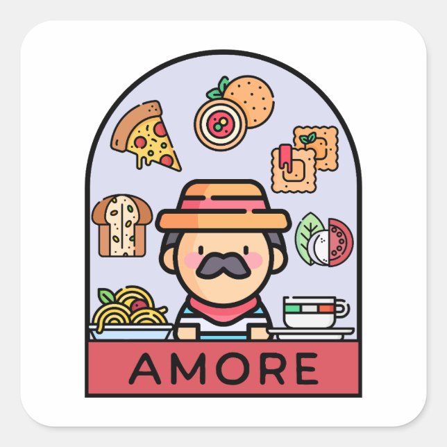 Love Italian Food Square Sticker (Front)