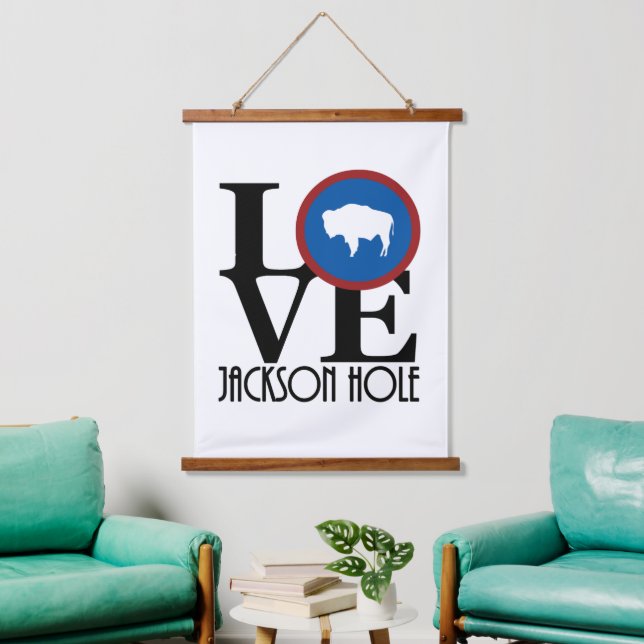 LOVE Jackson Hole Wyoming  Hanging Tapestry (Living Room)