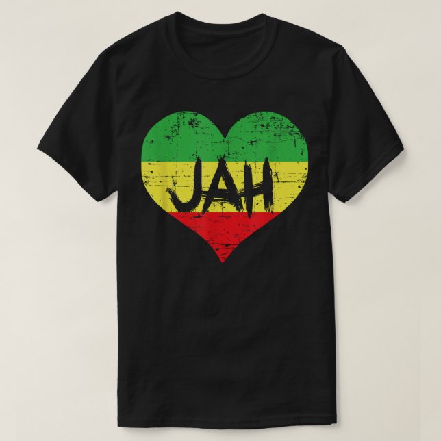 Love Jah Heart Design Rastafari Reggae music T-Shirt (Design Front)