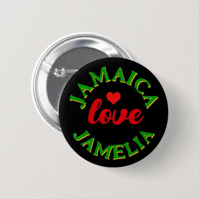 Love Jamaica 6 Cm Round Badge (Front & Back)