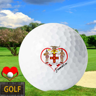 Love Jamaica Golf Balls, Jamaican flag, Heart Balls