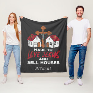 Love Jesus and Sell Houses Real Estate Agent Fleece Blanket