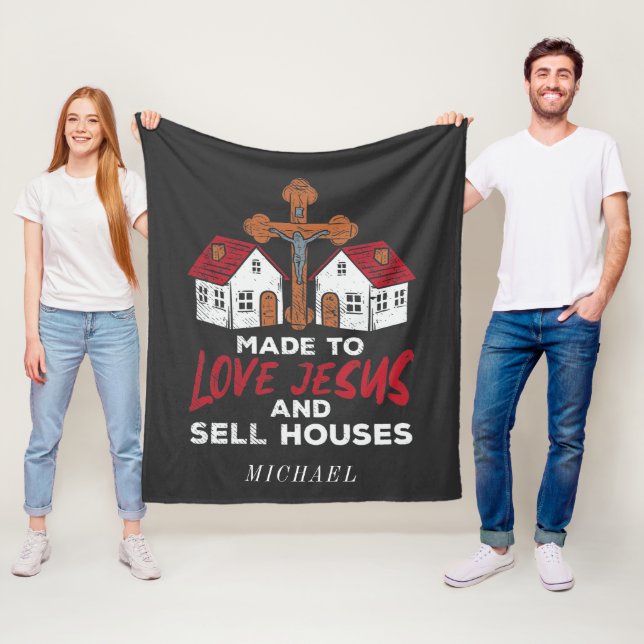 Love Jesus and Sell Houses Real Estate Agent Fleece Blanket (In Situ)