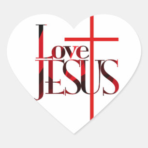 Love Jesus and The Cross. Heart Sticker