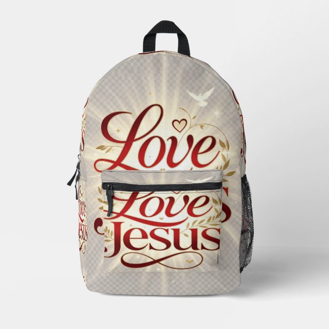Love Jesus Printed Backpack (Front)