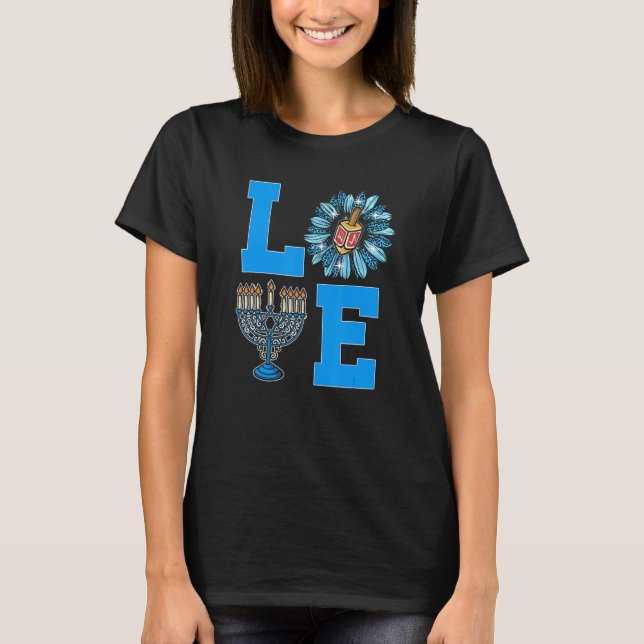 Love Jewish Daisy Hanukkah Pajamas Chanukah PJs Wo T-Shirt (Front)