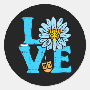 Love Jewish Daisy Hanukkah Pyjamas Chanukah PJs Classic Round Sticker
