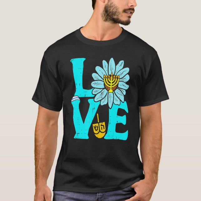 Love Jewish Daisy Hanukkah Pyjamas Chanukah PJs Wo T-Shirt (Front)