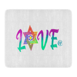 Love Jewish Evil Eye Star of David Cutting Board 