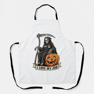 Love Job Grim Reaper Halloween Pumpkin Scythe_1 Apron
