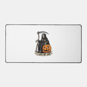 Love Job Grim Reaper Halloween Pumpkin Scythe_1 Desk Mat