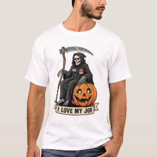 Love Job Grim Reaper Halloween Pumpkin Scythe_1 T-Shirt