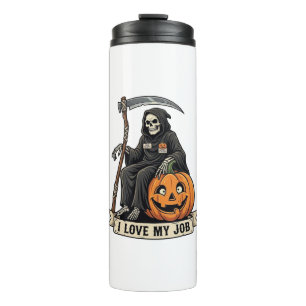 Love Job Grim Reaper Halloween Pumpkin Scythe_1 Thermal Tumbler