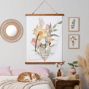 Love-John 3:16 orange floral  Hanging Tapestry