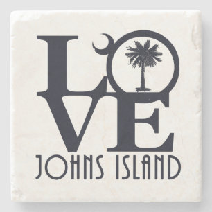 LOVE Johns Island SC Stone Coaster
