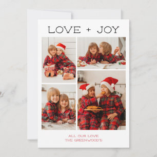 Love + Joy 4 Photo Christmas Card
