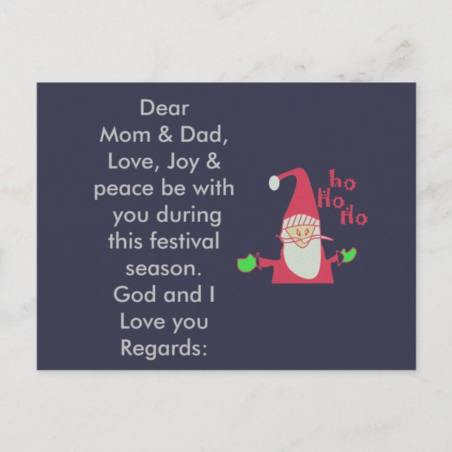 Love Joy and Peace Mum and Dad new inspired design Holiday Postcard (Front)