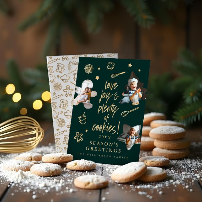 Love Joy Christmas Cookies Family Baking Photos Holiday Card (Love Joy Christmas Cookies Family Baking Photos Holiday Card)