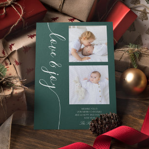 Love & Joy Christmas Script Photo Picture Holiday Card