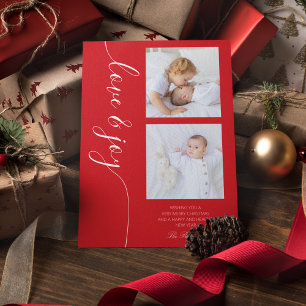 Love & Joy Christmas Script Photo Picture Holiday Card