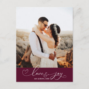 Love & Joy   Christmas Typography Photo Postcard