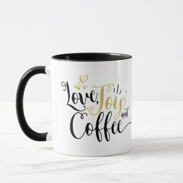 Love, Joy & Coffee | Coffee Lovers Joyous Holiday Mug (Left)