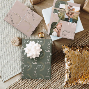 Love Joy Grateful For You Modern Photo Collage Wrapping Paper Sheet