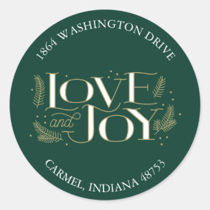 Love & Joy Green Christmas Return Address Label