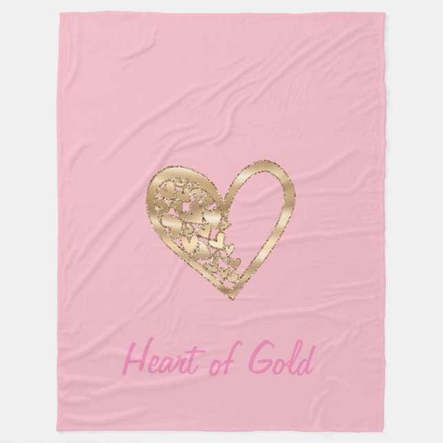 Love Joy Heart of Gold Fleece Blanket (Front)