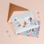 Love Joy Hope Pastel Christmas Tree Forest 3 Photo Holiday Card<br><div class="desc">Send your love and season's greetings to your family friends this holiday season with our soft, calm, and chic pastel & pine Christmas tree forest three photo Christmas card. Design features our hand-drawn chic pastel colour Christmas trees, falling white snowflakes, and doves. The soft pastel colours evoke a message of...</div>