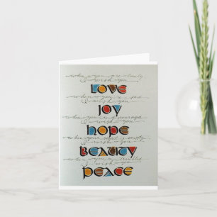 LOVE JOY HOPE PEACE BEAUTY NOTECARD