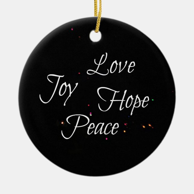 Love Joy Hope Peace Ceramic Tree Decoration (Front)