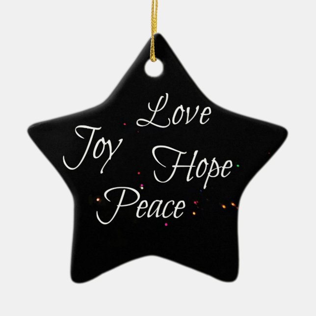 Love Joy Hope Peace Ceramic Tree Decoration (Front)