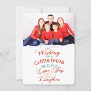 Love Joy Laughter Christmas Photo Flat Card