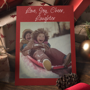 Love, Joy, Laughter Modern Minimalist Photo Holiday Card