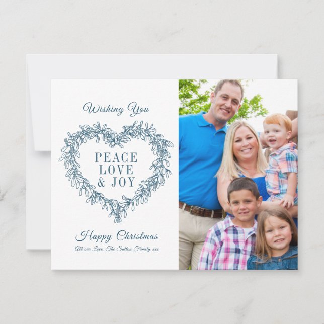 Love joy peace blue mistletoe photo Christmas (Front)