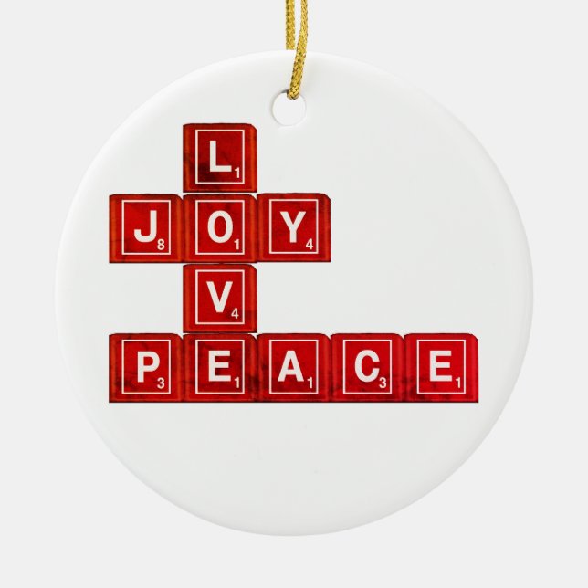 Love Joy Peace Ceramic Tree Decoration (Front)