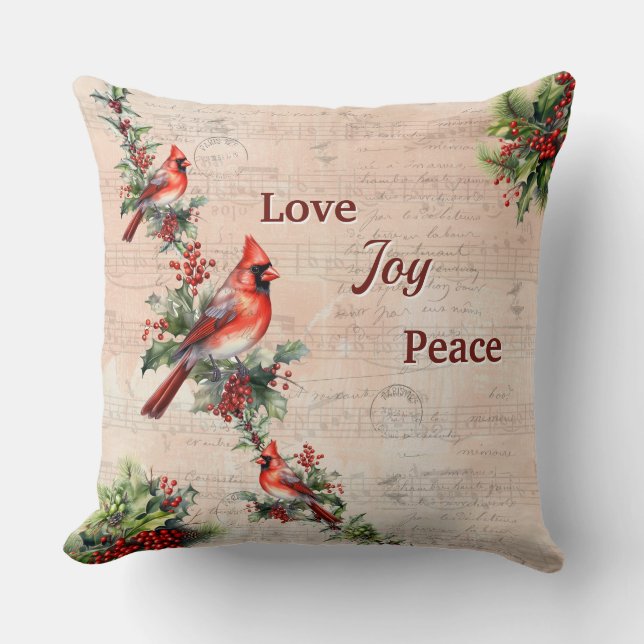 Love, Joy, Peace Christmas Paris Postmark Pillow  (Front)